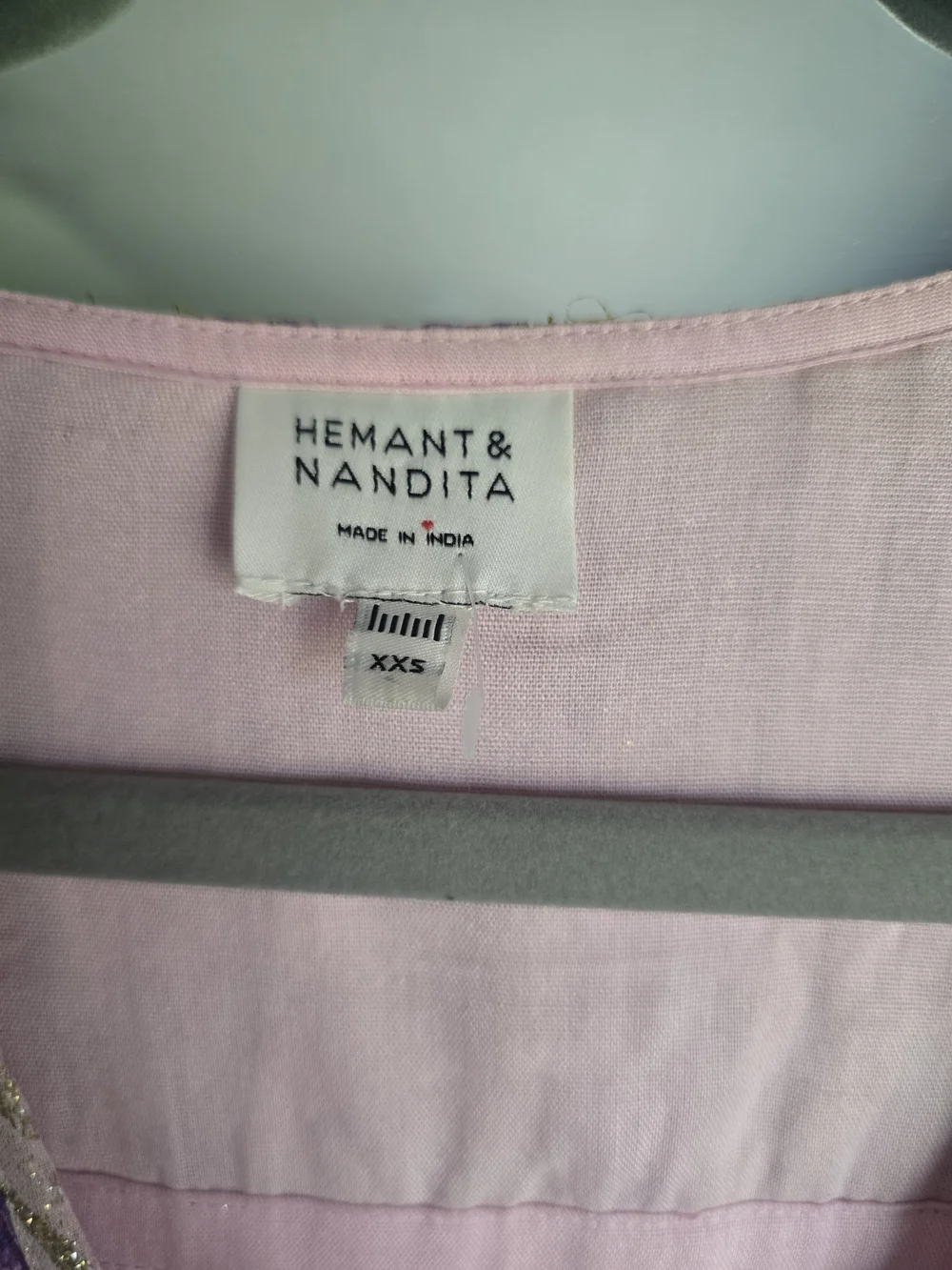 HEMANT & NANDITA Pink and Lavender Metallic-Print Maxi Dress - Picture 4 of 4
